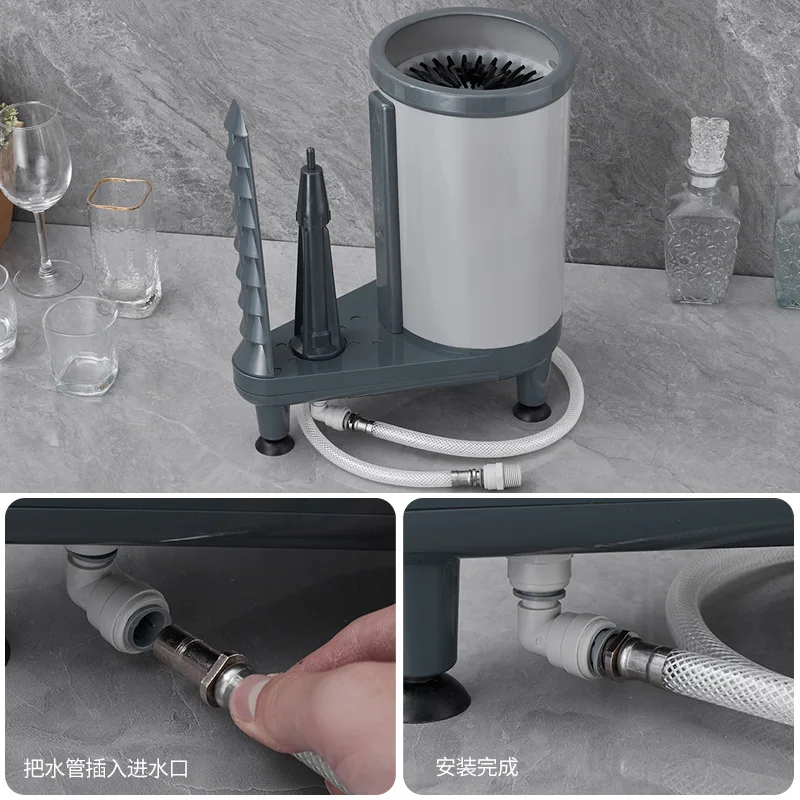 Coffee shop cup washer cup brush machine bar bar sink press type rinse cup set commercial beer mug washing machine