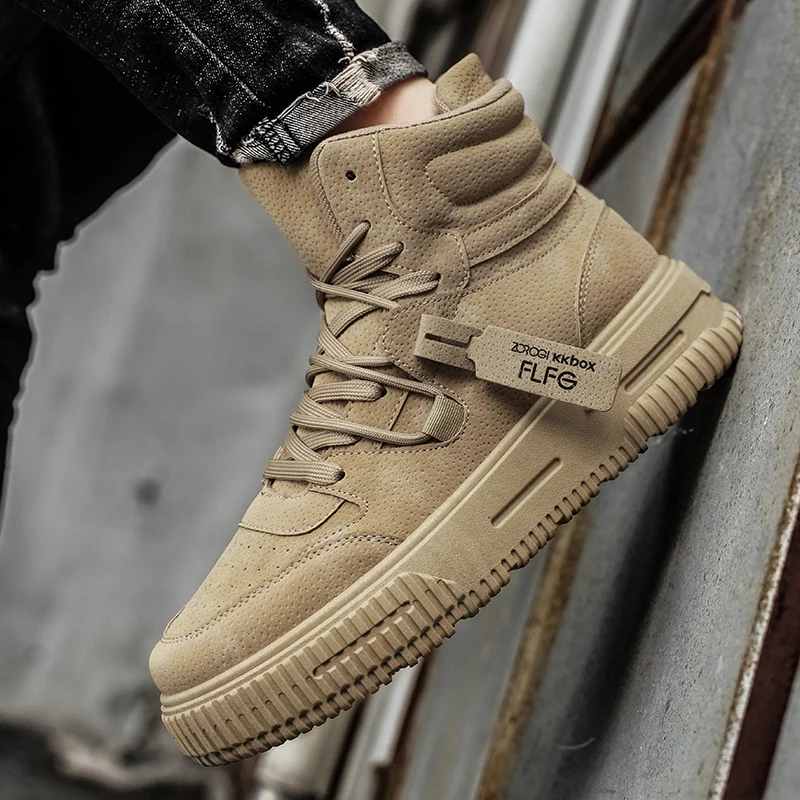 Casual Sneaker High-top Male Sneakers Loafers Shoes for Men Skateboard Sports and Leisure Wear-resistant Non-Slip All-match New