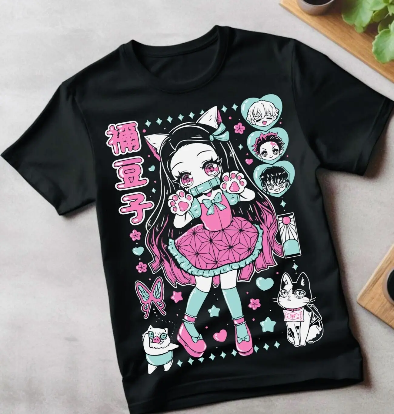 Nezuko T-shirt Demon Slayer Kokushibo Kimetsu No Yaiba Tanjiro Shirt All Size