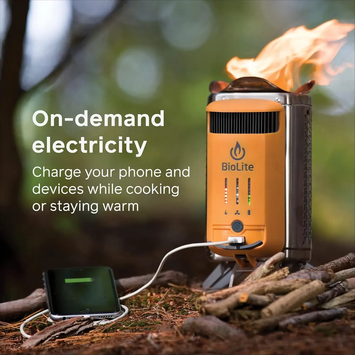 2+ Wood Burning, Electricity Generating & USB Charging Camp Stove Camping stove fueled by sticks Renewable biomass fuel such