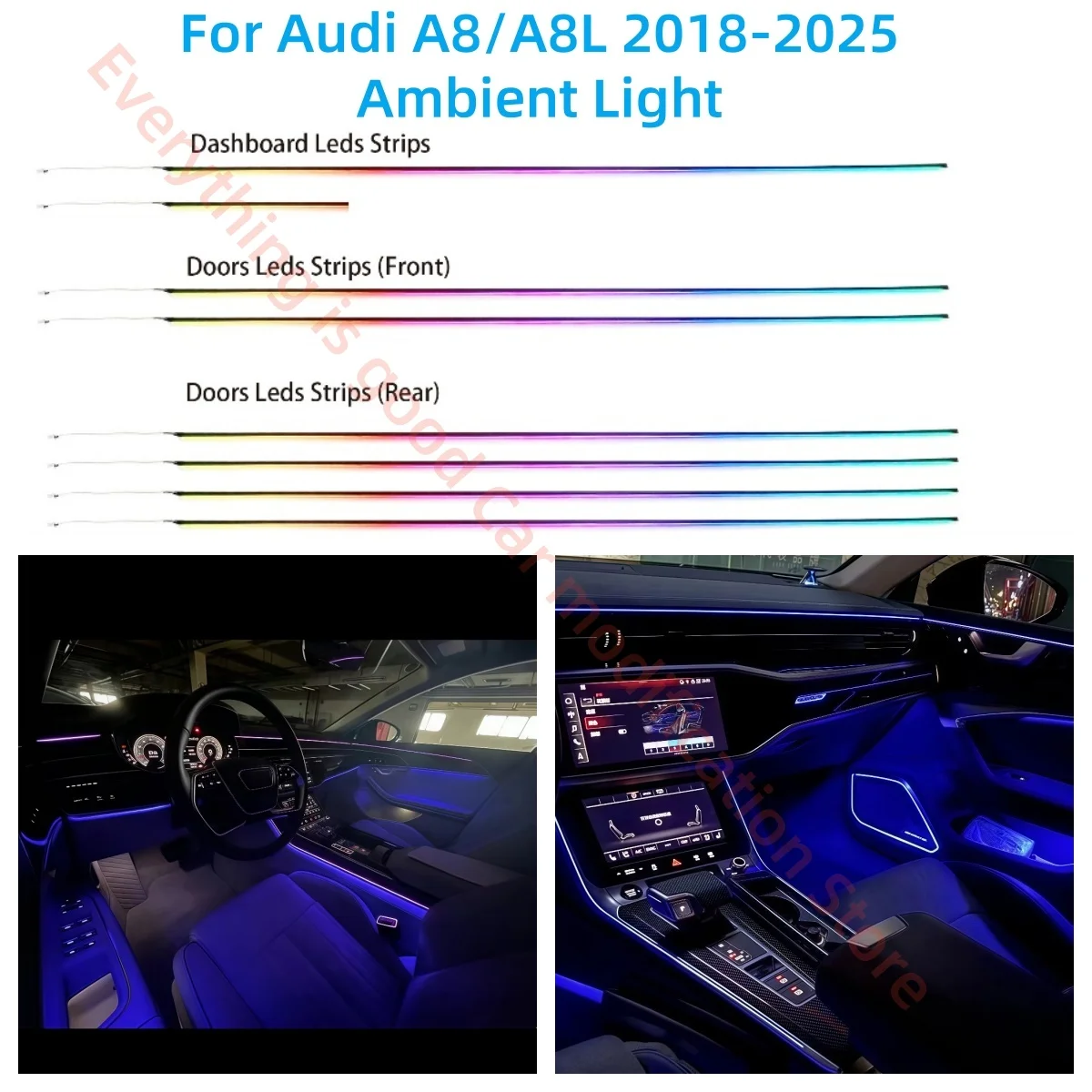 For Audi A8  A8L LED Ambient Light Automotive interior lighting upgrade Car accessories Atmosphere lamp Footlights Saddle light