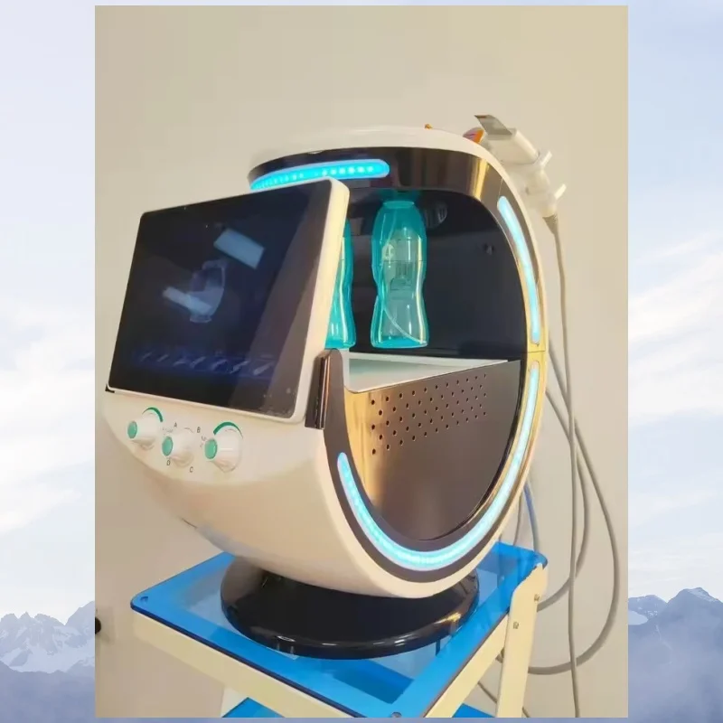 New 7-in-1 Smart Ice Blue Hydra Oxygen Dermabrasion Machine: Skin Cleaning, Analysis & Hydrodermabrasion forRejuvenation & Care.