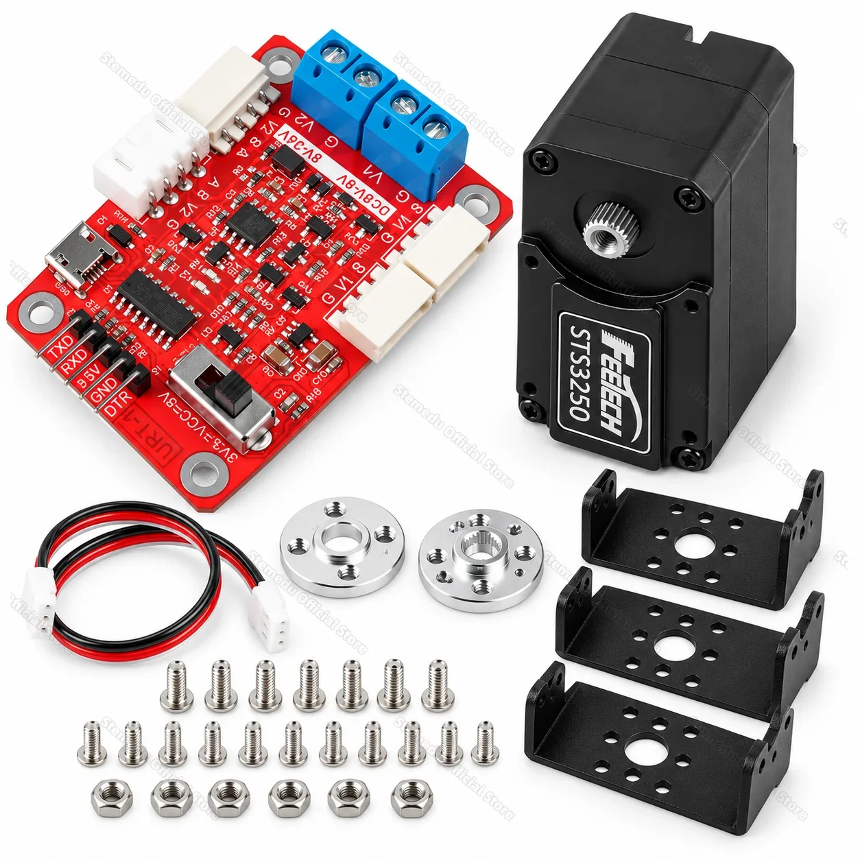 Feetech STS3250 12V 50KG Full Metal Magnetic Encoder Servo Double Shaft TTL 12 Bit High Precision for Robot Arm 360 Degree