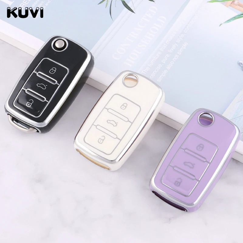 2 3 pulsanti TPU Shell Fob per VW Volkswagen MK4 Bora Golf 4 5 6 Jetta Passat Polo Bora Touran Skoda Seat Car Key Case Cover