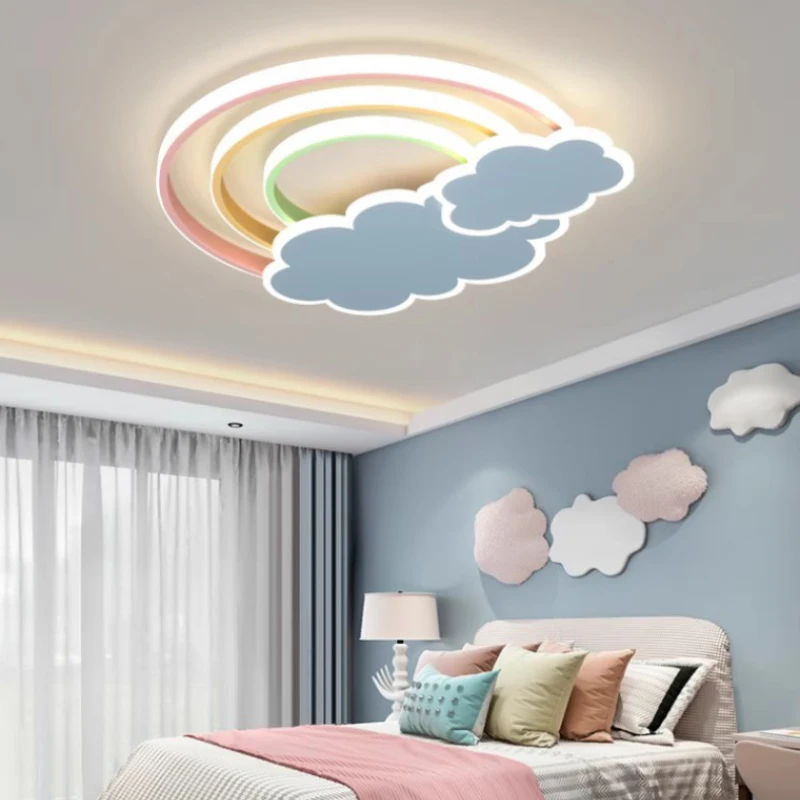 Cloud Rainbow Light Modern LED Children\'s Room Ceiling Lights Minimalist Warm Nursery Baby Room Boy Girl Bedroom Ceiling Lamps