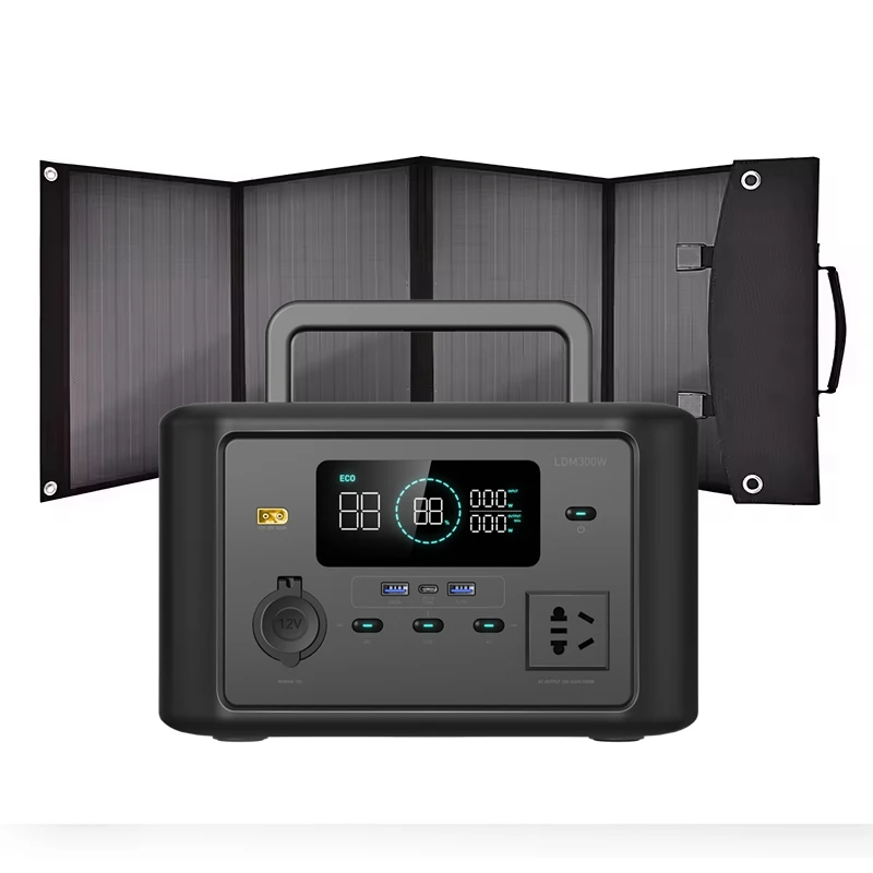 300W Mini Smart Wireless Portable Solar Generator Foldable Panel Outdoor Household Emergency Backup Power Station