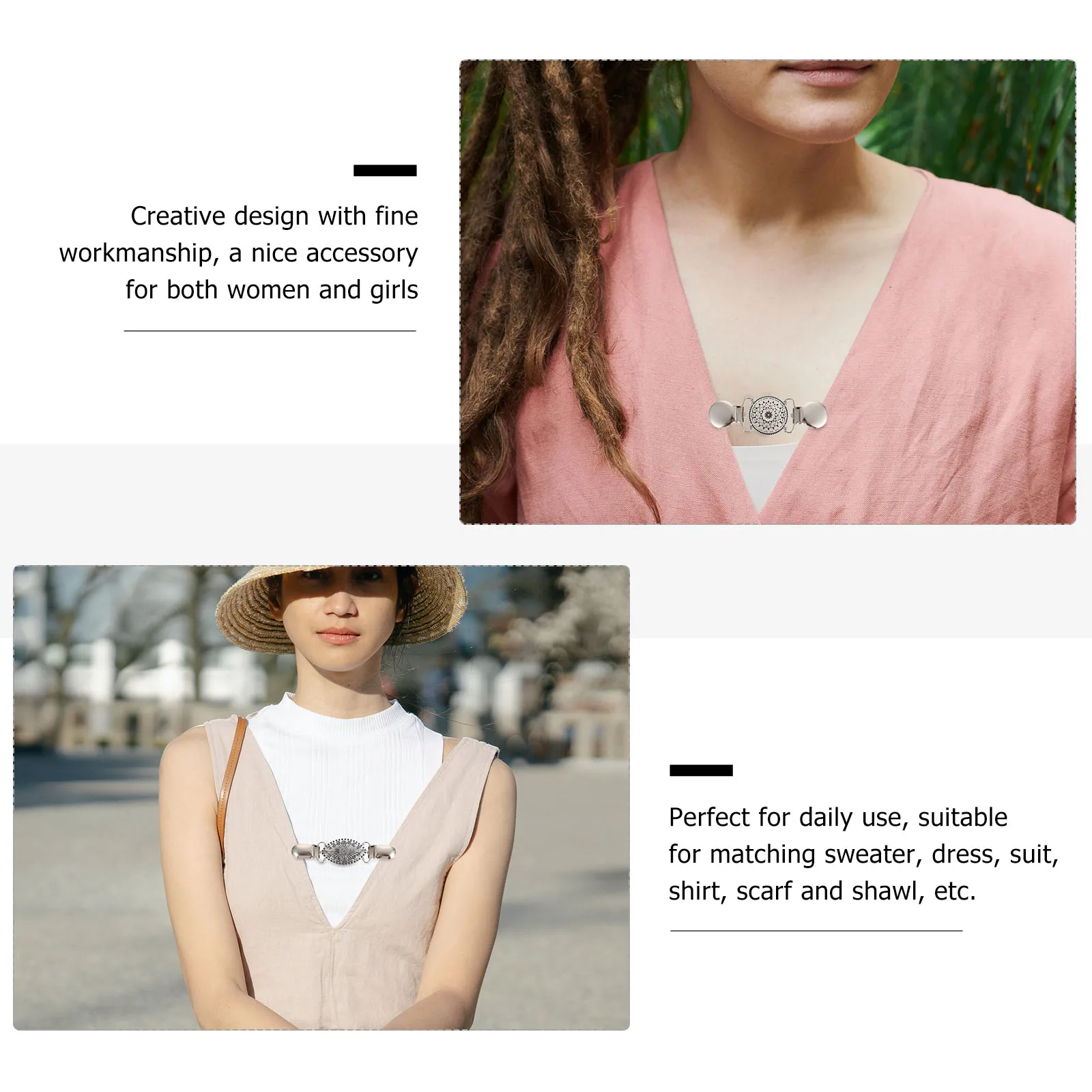 

Stylish Zinc Alloy Cardigan Clips Shawl Clips For Women Vintage Cape Sweater Dress Shirt Brooches Accessories
