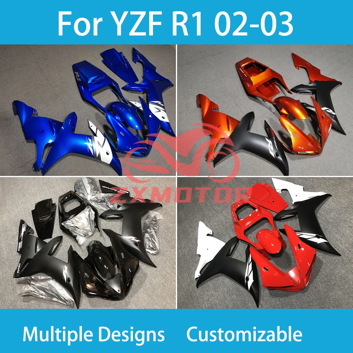 Body Parts Fairings for Yamaha YZF R1 02 03 Motorcycle Prime ABS Painted Fairing Kit Injection Molding Fit R 1 2002 2003