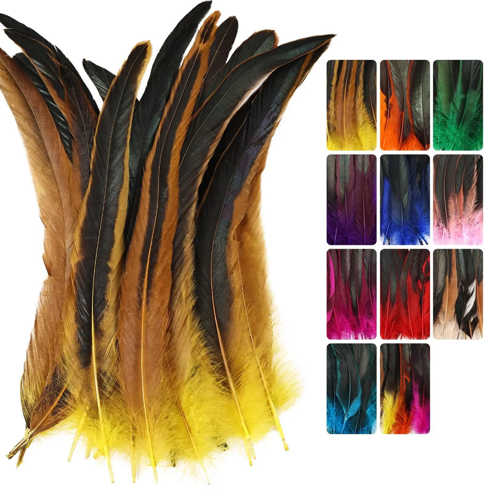 

Оптовая продажа, желтые перья петуха длиной 25-30 см, натуральные хвостовые перья оптом для поделок, украшения своими руками, аксессуары