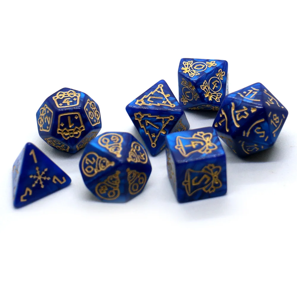 ชุดลูกเต๋าลายคริสต์มาส 7 ชิ้น, หลายด้าน D4 D6 D8 D10 D12 D20 Dices ของขวัญที่เหมาะสําหรับเกมเดสก์ท็อป วันเกิด และเทศกาล