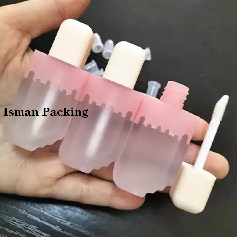 50Pcs Empty new cute pink frosted popsicle ice cream shaped liquid lipstick lip gloss packaging container tubes for kids 5ml