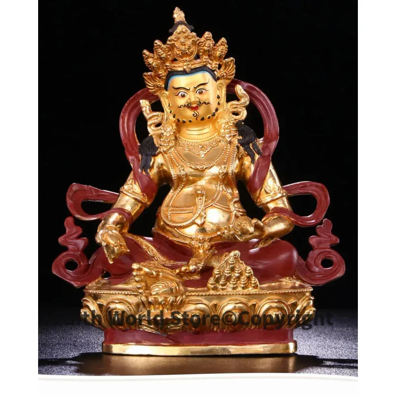 21CM GOOD gold gilding Buddha brass statue HOME family effective protection CAI SHEN The God of wealth Yellow Jambhala Buddha