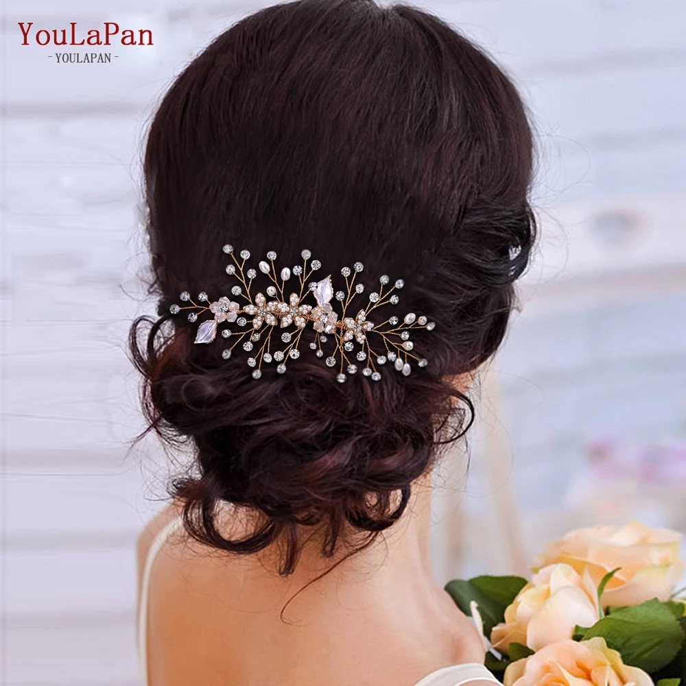 YouLaPan accessori per capelli da sposa pettine per capelli da sposa ornamenti per capelli da damigella d'onore copricapo da donna fermagli per capelli copricapo da sposa HP336