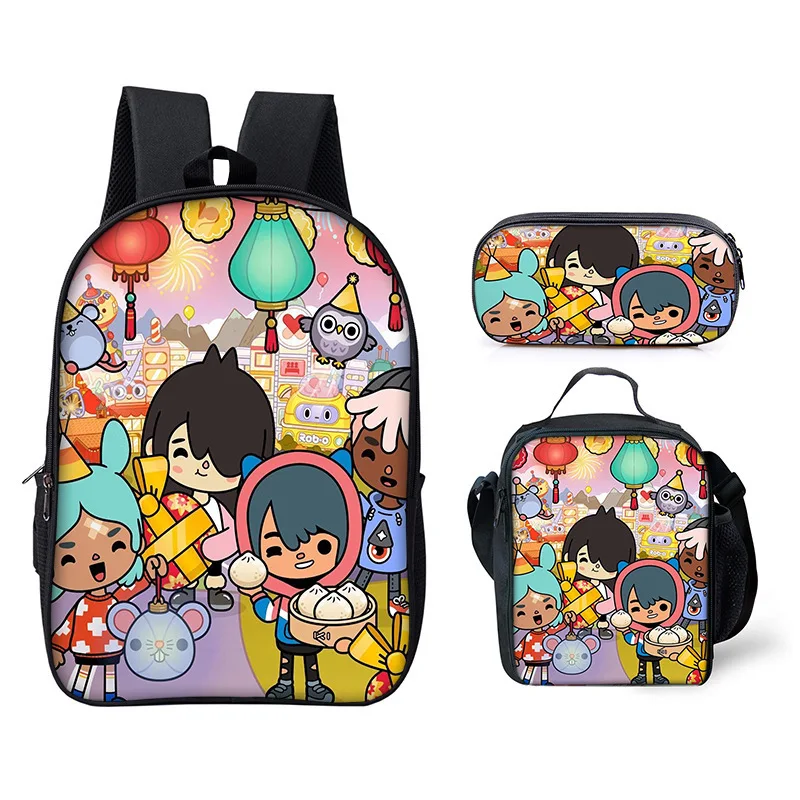 

Trendy Popular Funny Toca Life World 3D Print 3pcs/Set pupil School Bags Laptop Daypack Backpack Lunch bag Pencil Case