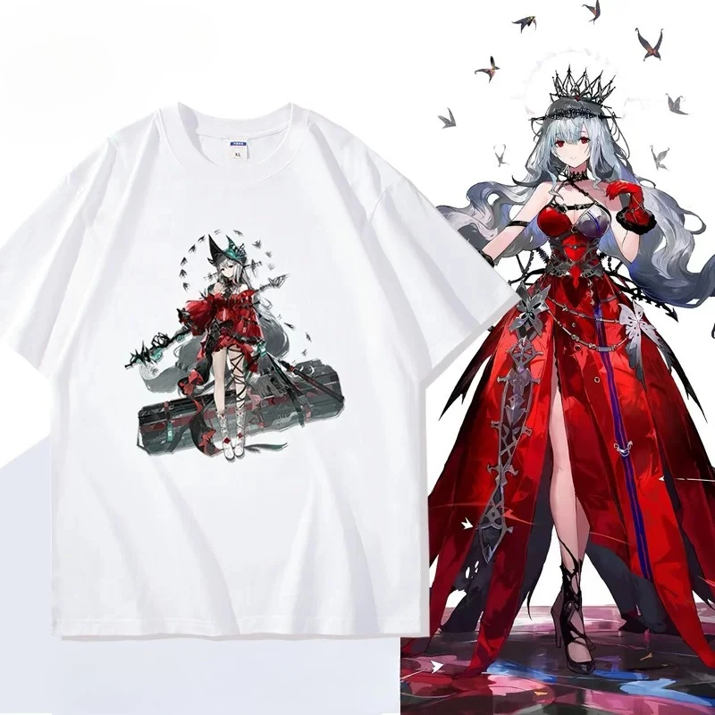 Футболка с рисунком аниме Arknights Skadi The Corrupting Heart для женщин и мужчин, 100% хлопок, с короткими рукавами, забавная футболка с графическим рисунком, уличная одежда
