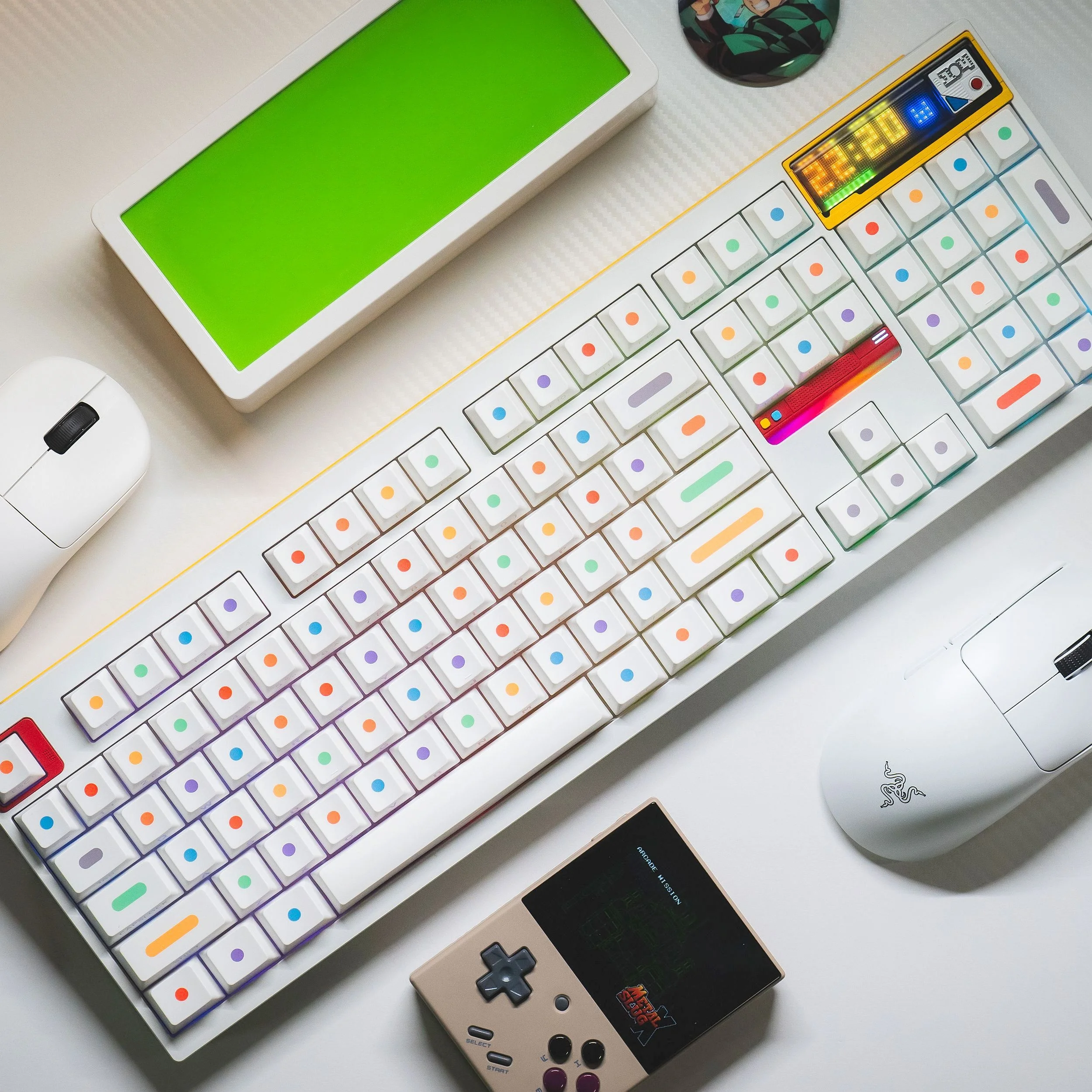 White Polka Dot Side Transparent Keycaps Blank Tops No Legends PBT Material Dye Sublimated Cherry Profile