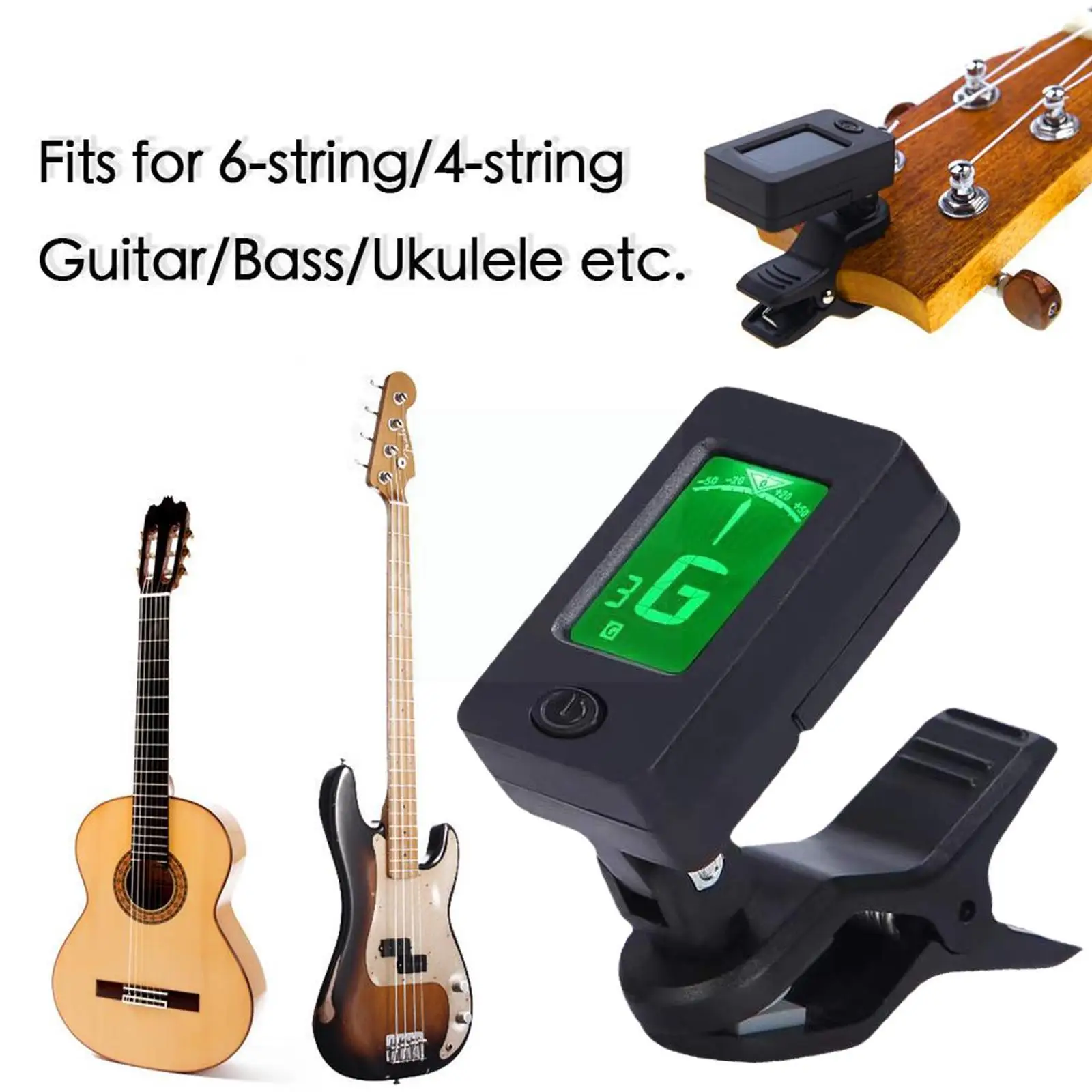 360 Rotatable Degree Guitar Tuner Bass Guitar Ukulele Clip-on Violin Screen Tuning Common Fast Guitarra Accurate Tuner Lcd H5u1