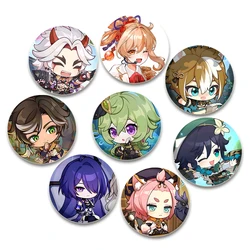 Adventure Games Genshin Impact Pins Round Cartoon Handmade Brooches for Anime Collection Badge Decoration Gift Accessory
