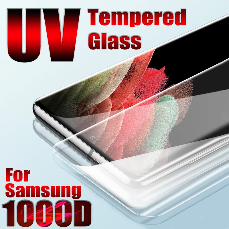 UV Tempered glass For Samsung Galaxy  S20 FE Note 20 8 9 10 S21 S10 5G S8 S9 Plus S22 S23 Ultra Glass UV Glue Screen Protector