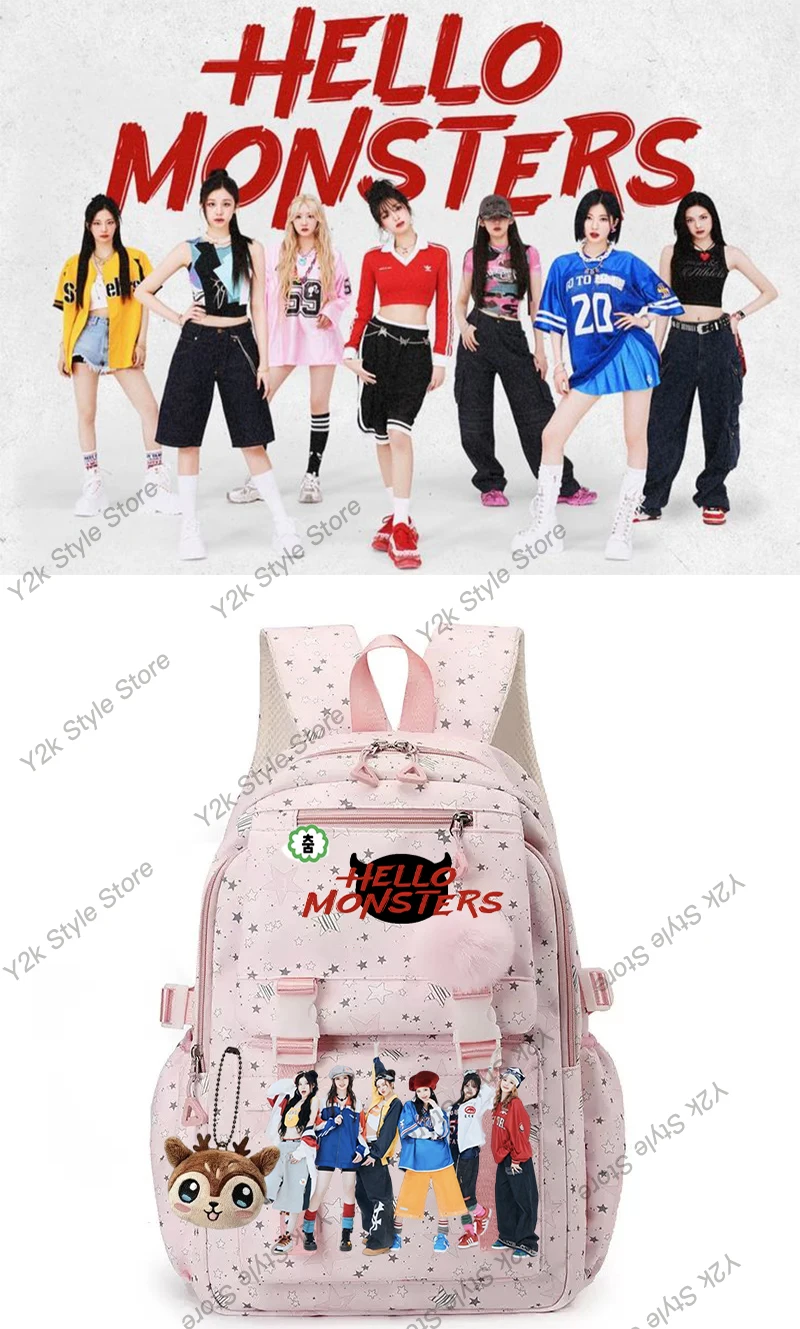 

BABYMONSTER CHOOM High Quality Backpacks girl Waterproof schoolbag Ahyeon Rora Asa Ruka CHIQUITA PHARITA cartoon plush keychain