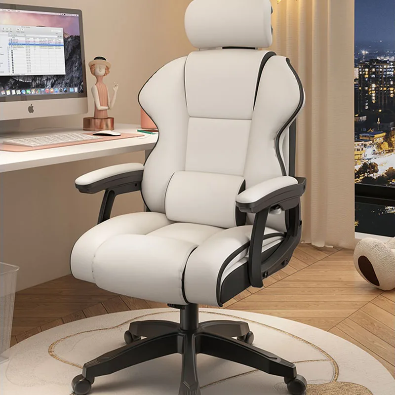 

Luxury White Leather Office Chair Cute Study Rotating Office Reception Design Chairs Wheels Sedia Ufficio Furniture Offices