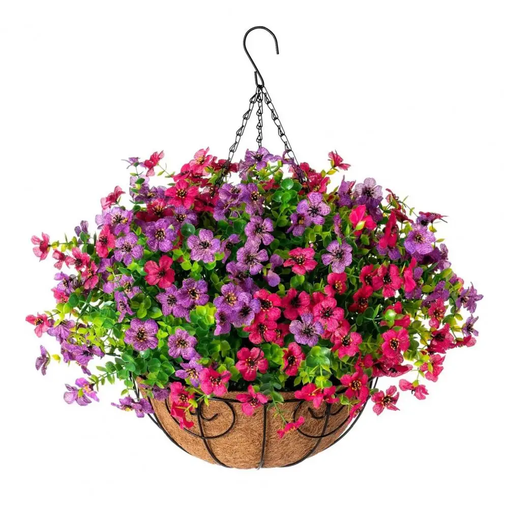 

Hanging Greenery And Flowers Artificial Flowers Hanging Basket Faux Flowers Eucalyptus Leaves Hanging Planter Includes Flower