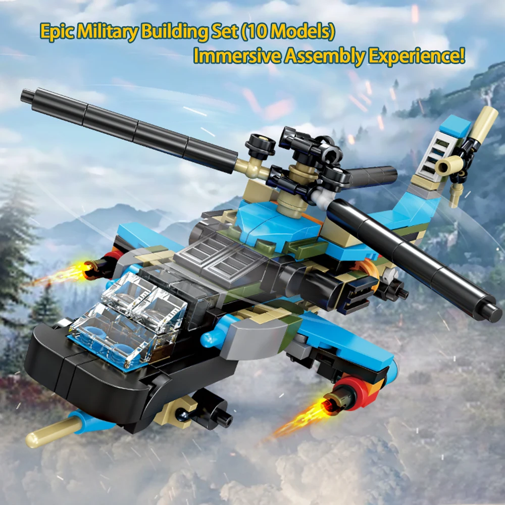 DIY 10-in-1-Panzerflugzeug-Bausteine, Spielzeug, ideales Geschenk für Jungen zum Geburtstag, steigert die Intelligenz und praktische Fähigkeiten, einfache Montage