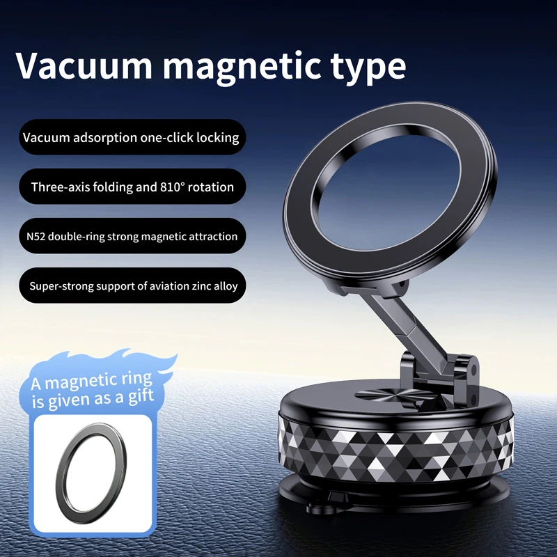 Vacuum Magnetic Phone Holder Portable 360° Multifunctional Foldable Rotatable Suction Cup Stand For iphone 17 Samsung Bracket
