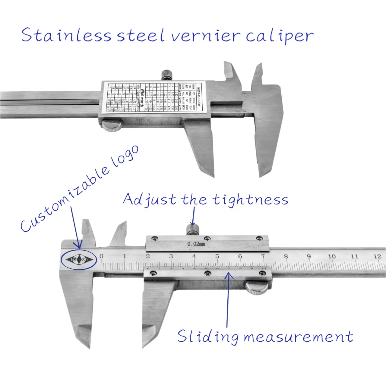 150mm Stainless Steel Vernier Caliper / Entirely Made of Stainless Steel / a Versatile Measuring Tool for Various Measurements