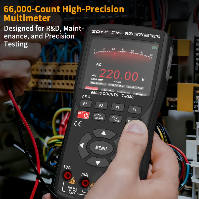 ZOYI Upgraded 706S Handheld Oscilloscope Multimeter 66000-Count