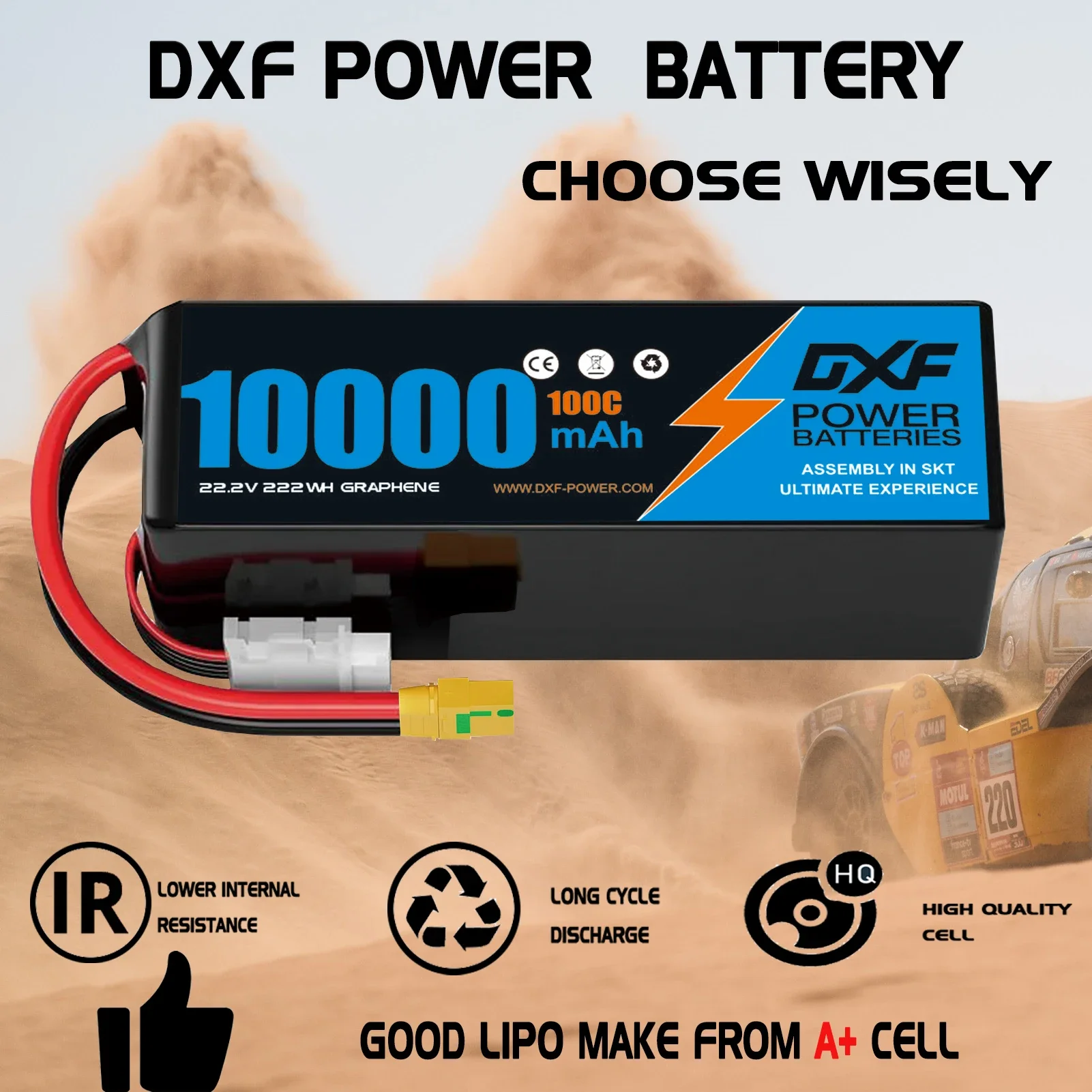 Akumulator Lipo DXF 6S 10000mAh 22.2V 22.8V 100C z wtyczką XT90, akumulator w twardej obudowie do helikoptera RC, drona, UAV, łodzi FPV