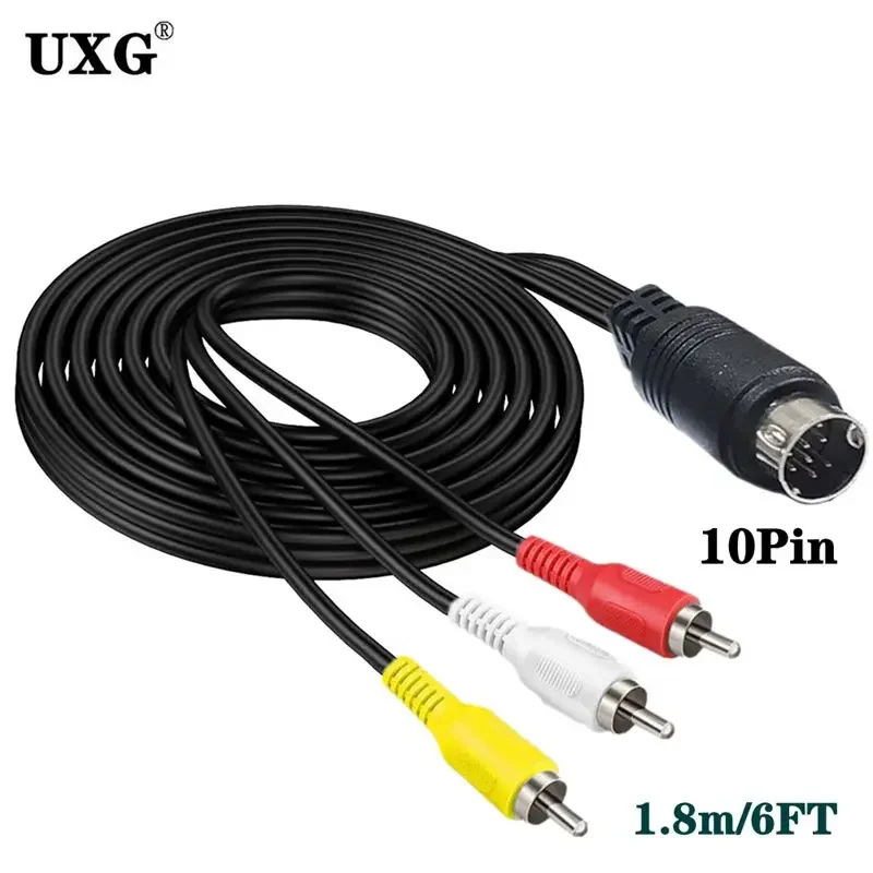 

MIDI 10 Pin Audio And Video DIN 10pin Cable To 3RCA 3 RCA Composite Compatible Audio Video Cable 1.8m 6FT