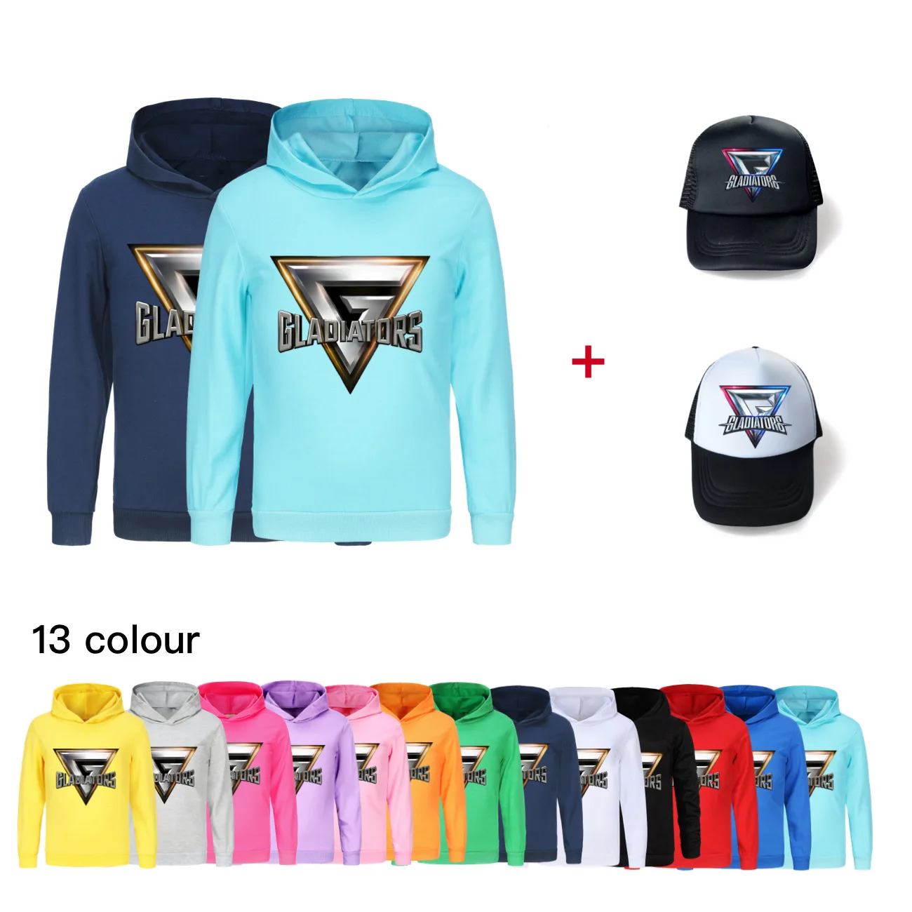 

Children's Hoodies Merch GLADIATORG Boys Girls Sweatshirt Fashion Versatile Streetwear Y2K Pullovers Top&sunhat 4906