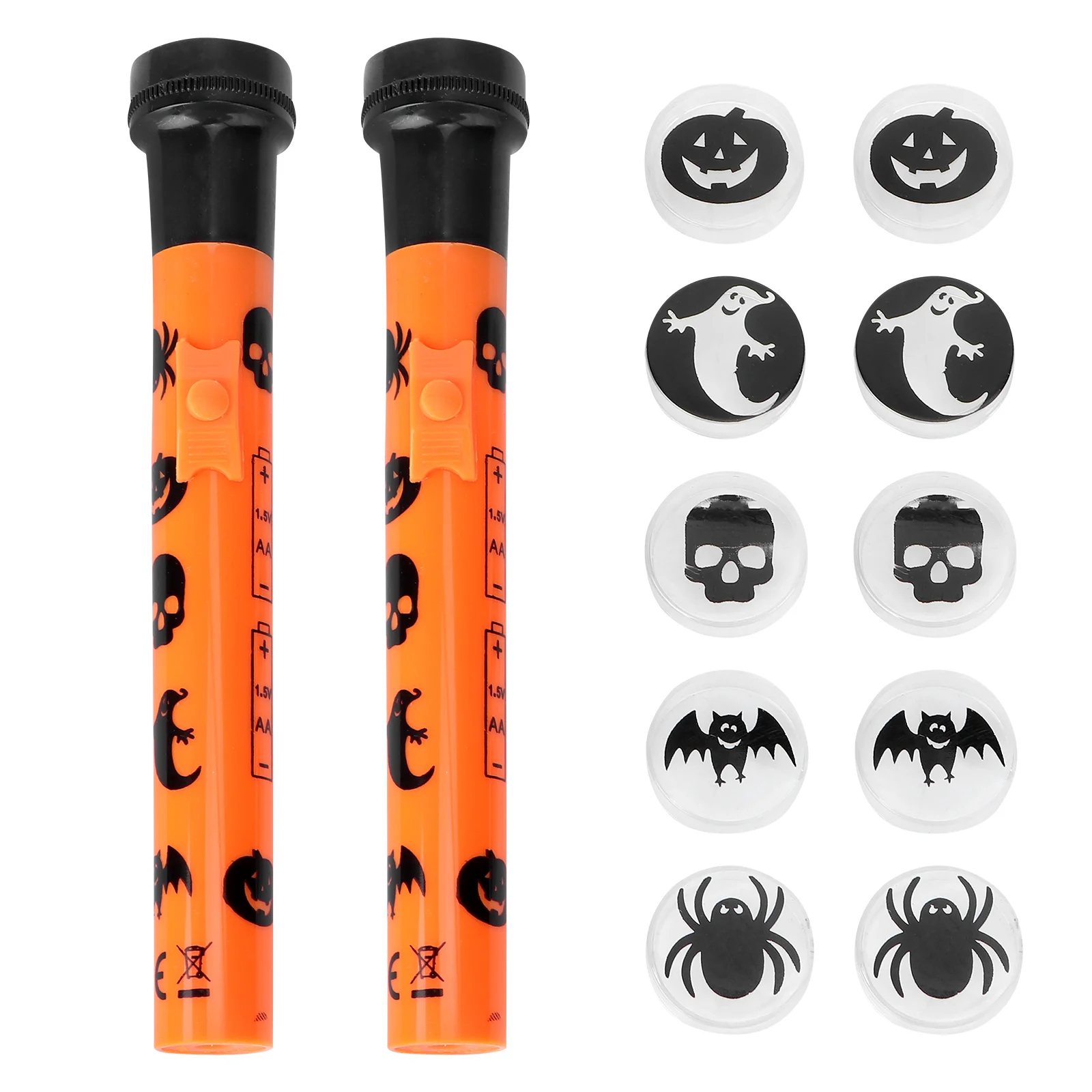 2 Sets Pumpkin Ghost Pattern Flashlight Decoration Haunted House Projector Halloween Lamp Disfraz