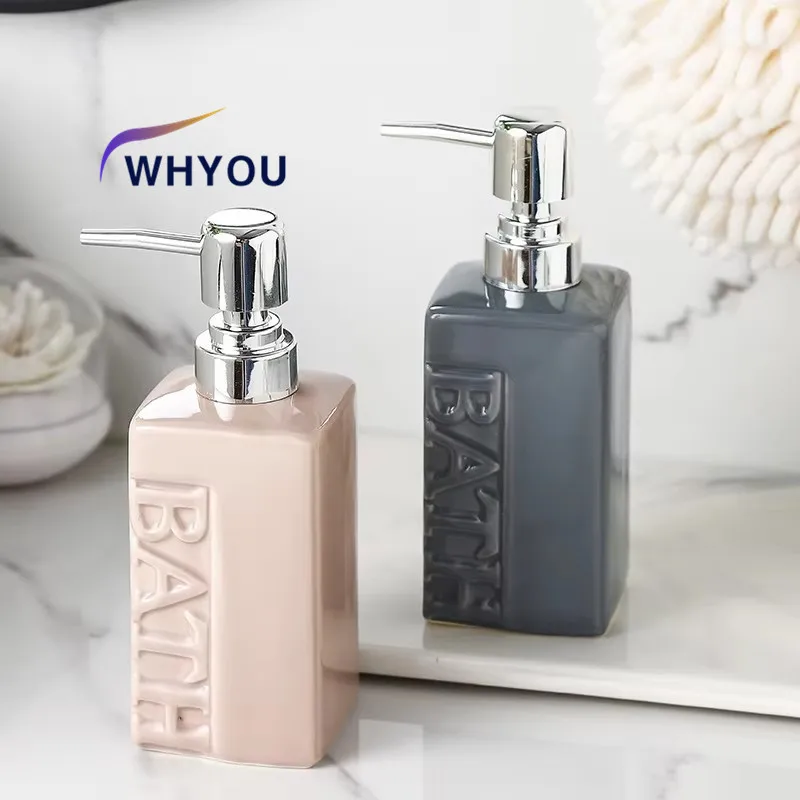 WHYOU-Cermic Liquid Soap Dispensers, Lotion Bottle, Emulsion, Latex Hand Wish Bottles, Light Luxury Bathroom Accessories Set