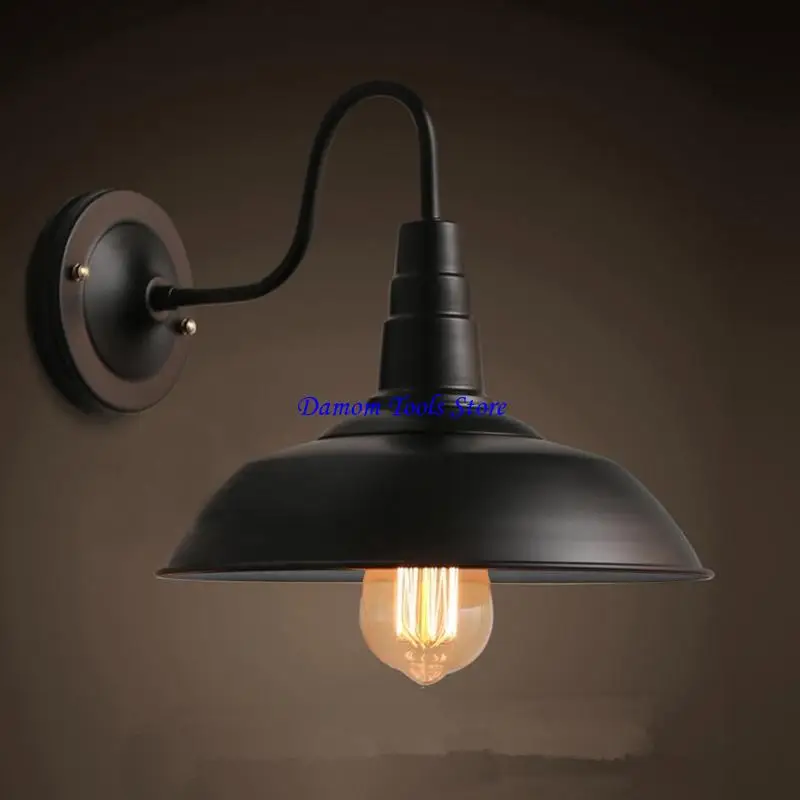 57BE Industrial Pot Cover Wall Light Vintage Wall Lamps LED Light American Old Simplicity Pot Cover Lamp Shade