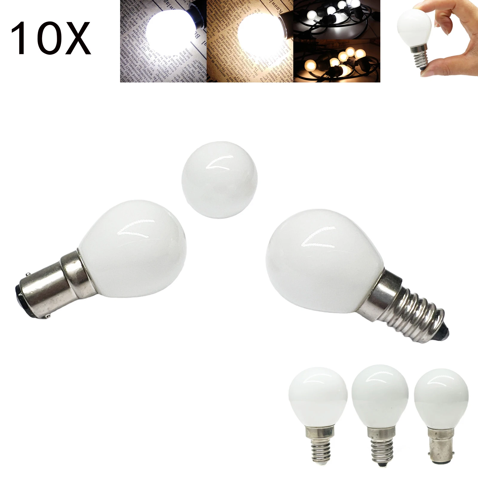 10 unids/lote bombilla LED para lámpara E12 E14 B15 2W G35 linterna iluminación de vacaciones 85-265v cubierta blanca lechosa decoración del hogar luz blanca