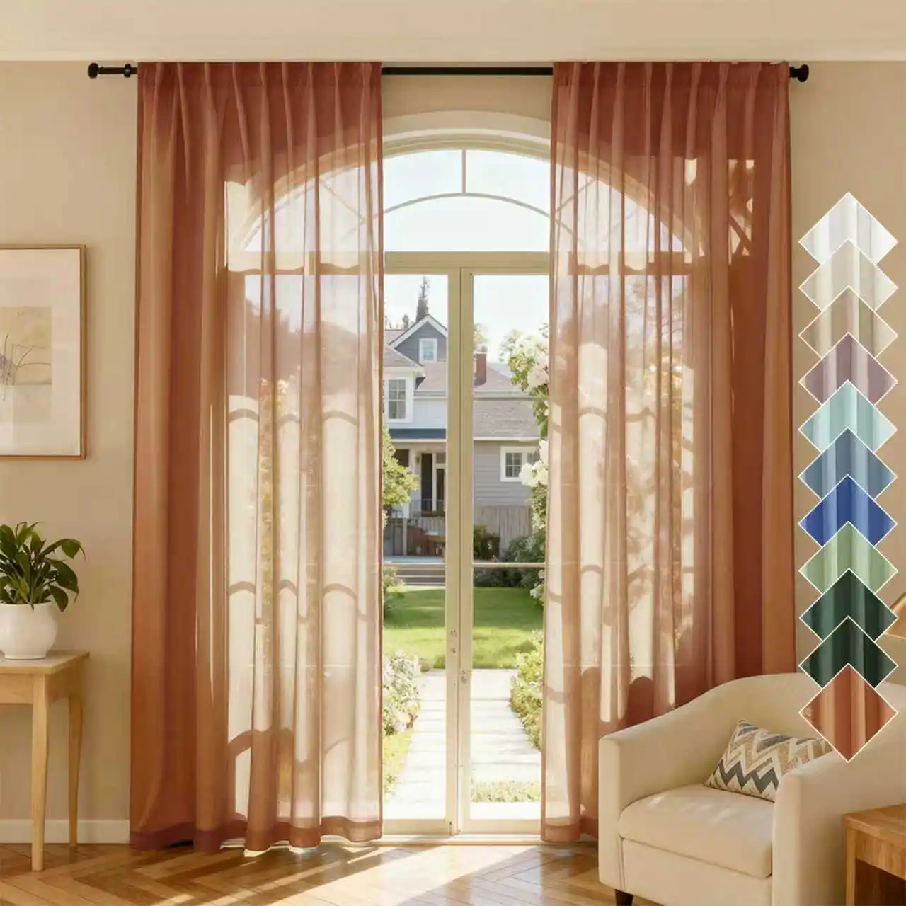 

Набор прозрачных занавесок с текстурой льна, состоящий из 2 предметов для гостиной, кухни, окна, полупрозрачные шторы для защиты конфиденциальности и света