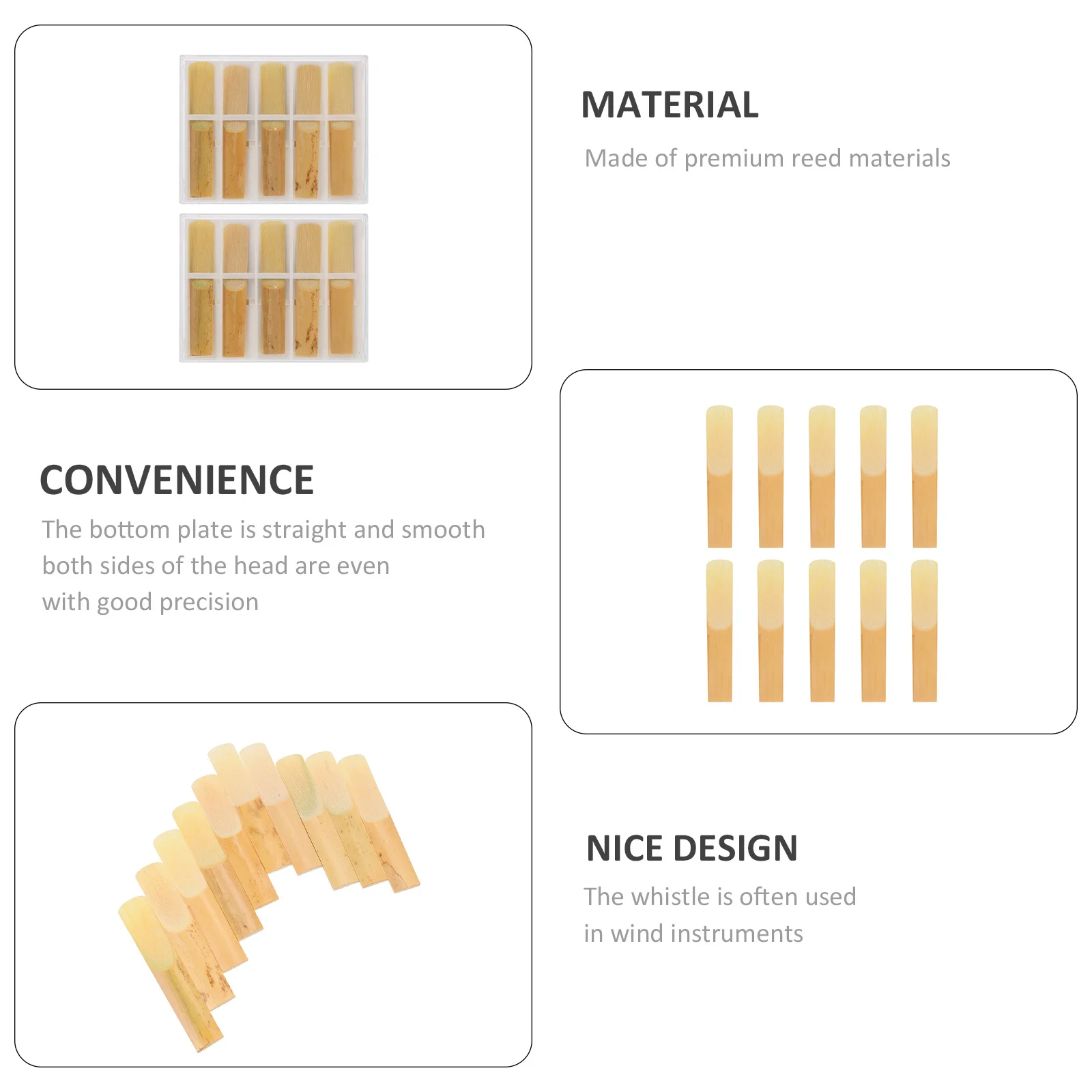 

10Pcs Clarinet Reeds Strong Durability Clear Sound Output Suitable for Saxophone Supplies and Clarinet Parts Comfortable Play