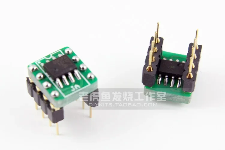 1set/20sets Single to double SMD single op amp to double op amp DIP8 straight plug PCB board with full gold-plated round pin