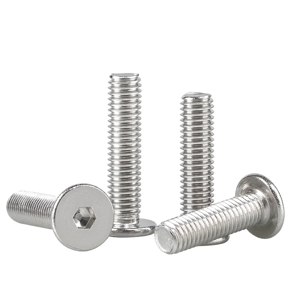 10pcs 304 Stainless Steel CM M1.6 M2 M2.5 M3 M4 M5 M6 M8 Hex Hexagon Socket Ultra Thin Super Flat Wafer Head Screw Bolt