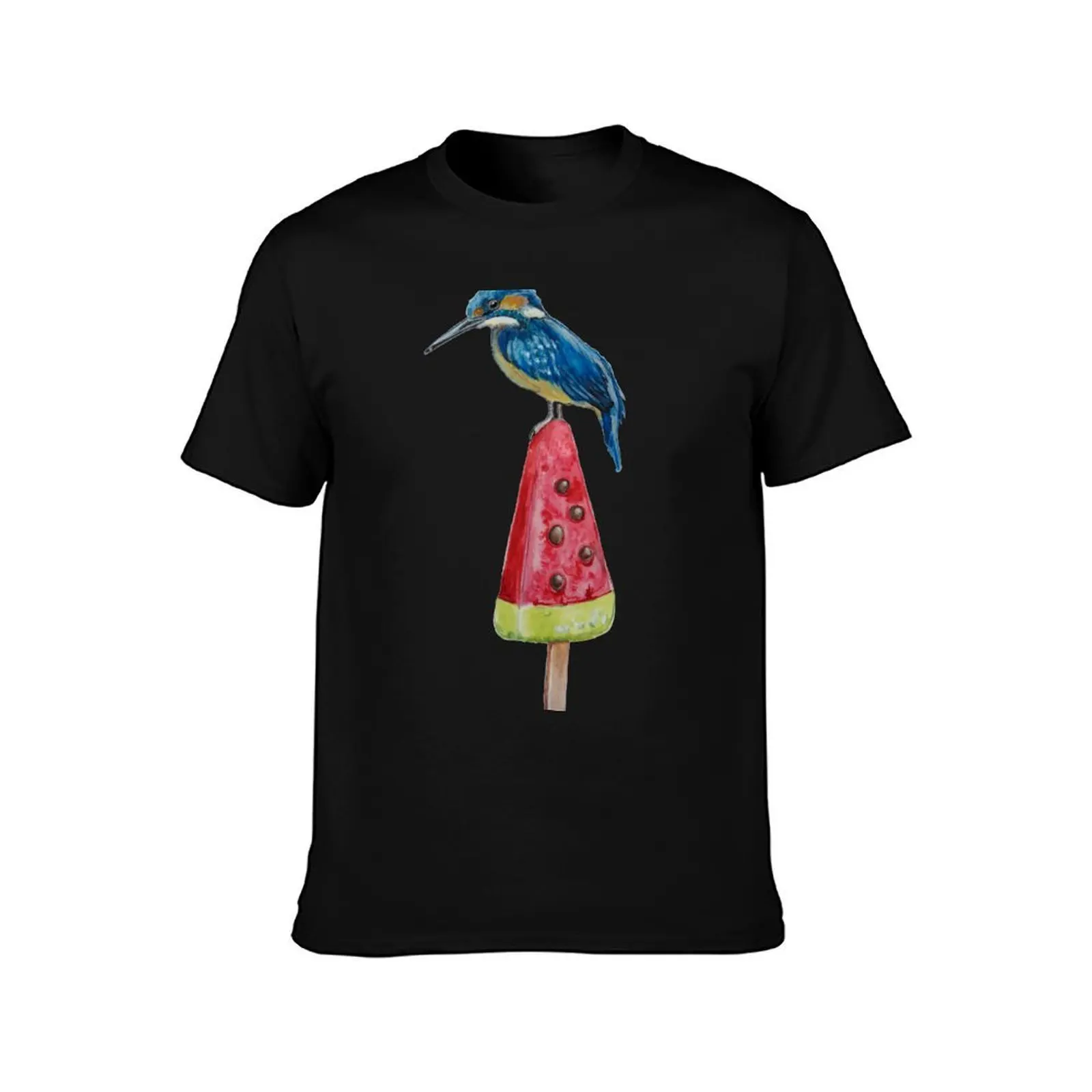 Kingfisher T-Shirt, Summer Casual Cotton Tee, Oversized Streetwear Tops, Vintage Graphic Print, Loose Fit Short Sleeve