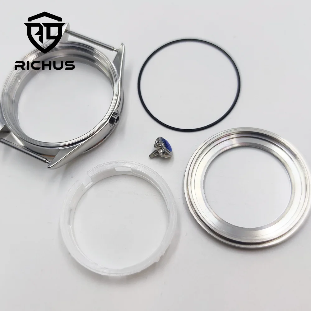 RICHUS NH35 時計ケース 39 ミリメートルシルバーステンレス鋼時計ケースサファイアガラスフィット NH34 NH35 NH36 NH38 ムーブメント