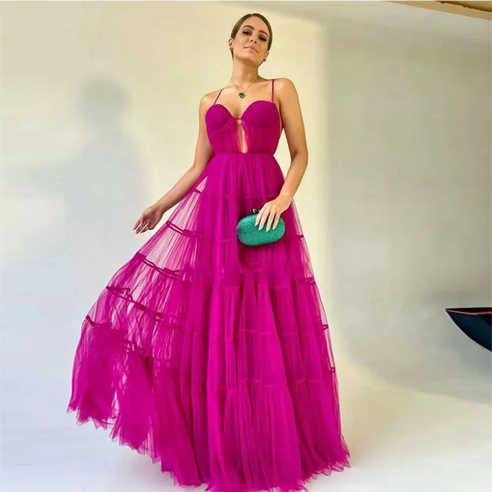 

Romantic Evening Dresses For Women Elegant Off Shoulder Sleeveless Fascinating Fluffy Princess Style Mopping Party Prom Gowns