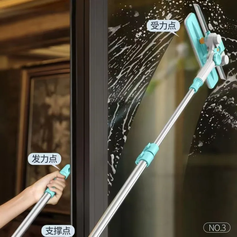 

Extendable Window Glass Cleaning Household Tool High Building Retractable Pole Washing Dust Cleaner Brush Dry Wet Scraper Wiper