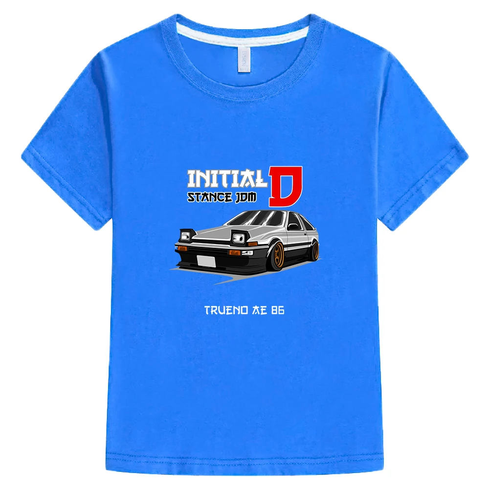 Initial D Tshirt Stance JDM T-Shirt Trueno AE86 Drift Car T-shirt Kids Summer Clothes Girls 100% Cotton Anime Print T Shirt Tees