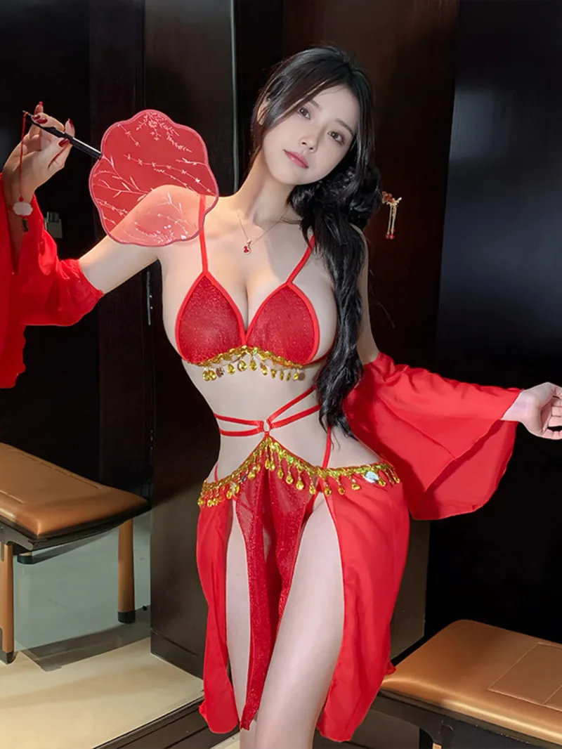 

Сексуальное женское белье в древнем стиле Hanfu, комплект платья для сна, маленькая грудь, увеличивающая пояс на животе, униформа, стиль Pure Desire, флирт, сексуальный SM33
