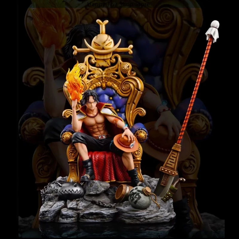 

35cm One Piece Ace Sit On The Throne Resonance Series Anime Figure Model Statue Collection Desktop Decoration Ornament Toys Gift