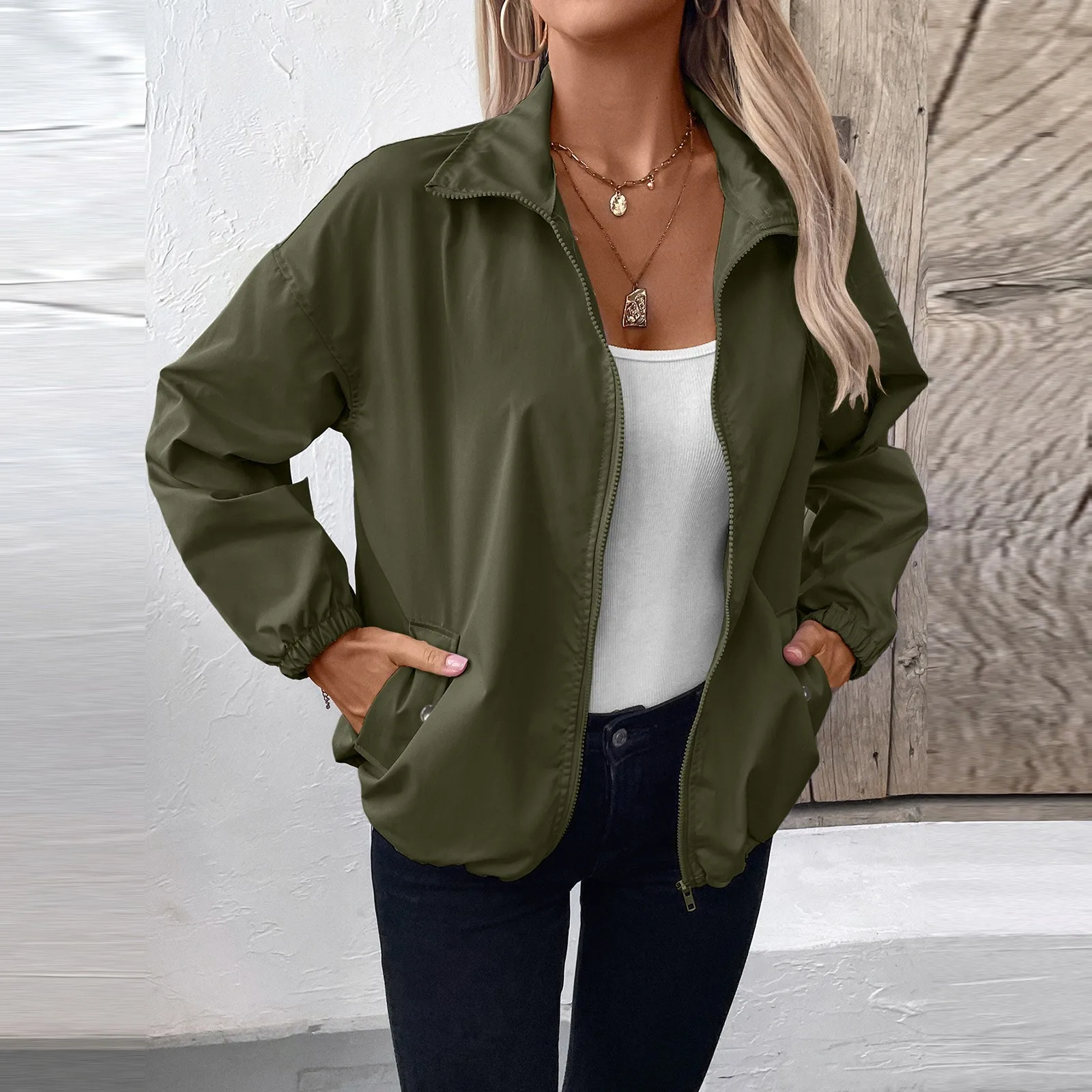 

Весенне-осенние спортивные повседневные куртки на молнии с длинными рукавами, укороченные куртки на шнурке, женские водонепроницаемые куртки