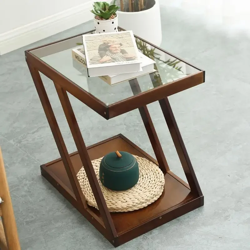 Sofa Side Table Small Coffee Table Living Room Corner Table Tempered Glass Small Apartment Small Square Bedroom Bedside